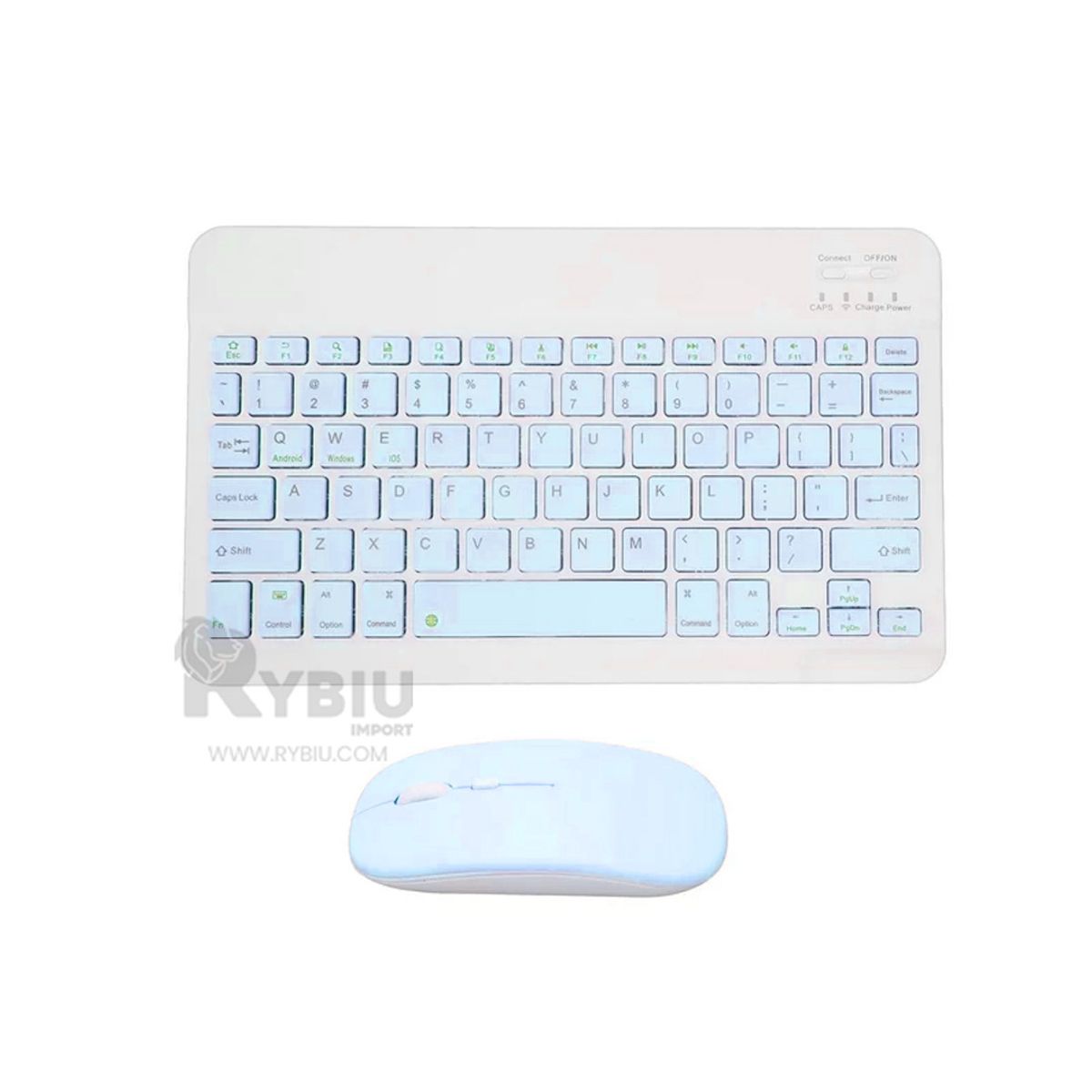 RYBIU IMPORT - Set Portatil Mouse y Teclado Tono Celeste Y+Gift MiniAgenda