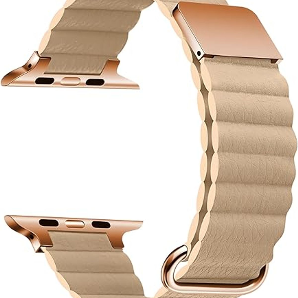 GENERICO - Correa de cuero imantado para Apple Watch de 38 mm- Beige