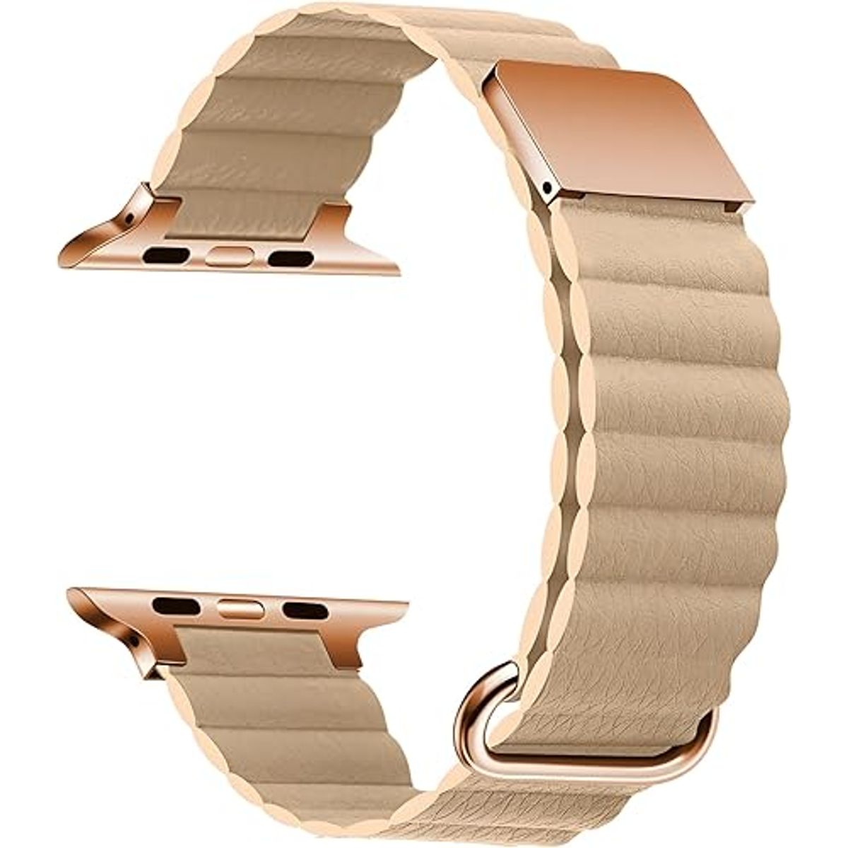GENERICO - Correa de cuero imantado para Apple Watch de 38 mm- Beige
