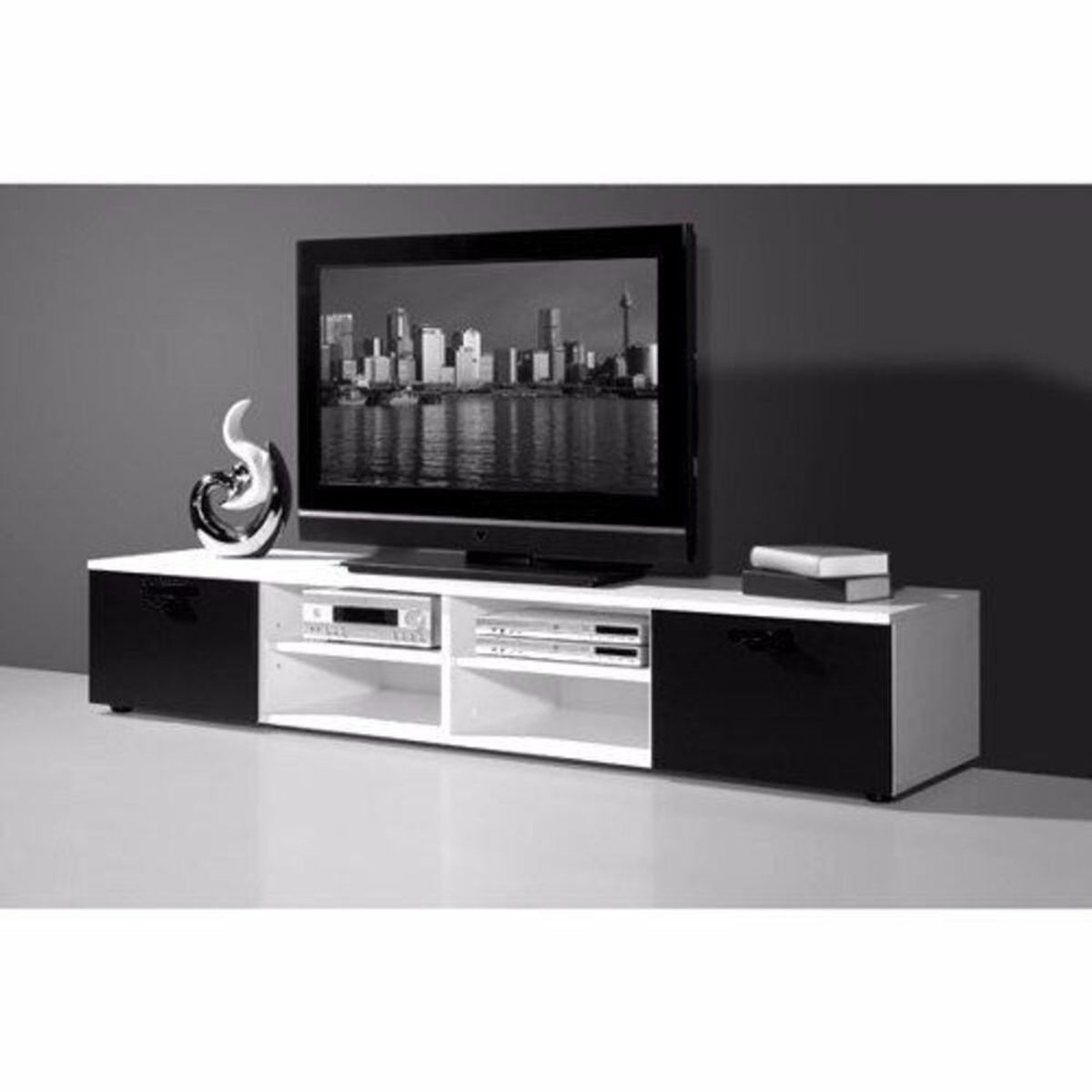 GENERICO - Mueble Para TV 55" Moderno Blanco Y Negro R&R Muebles
