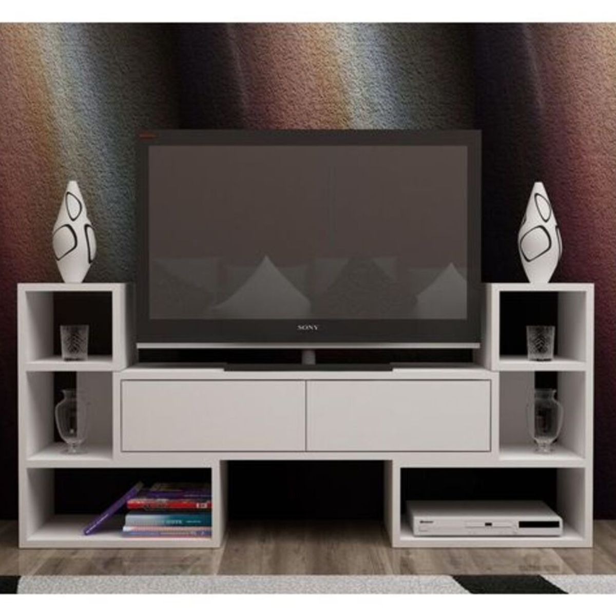 GENERICO - Mueble para TV 55"  Doble L Pipu con 2 cajones Blanco R&R MUEBLES
