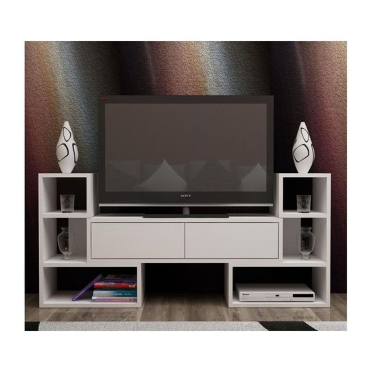 GENERICO - Mueble para TV 55"  Doble L Pipu con 2 cajones Blanco R&R MUEBLES