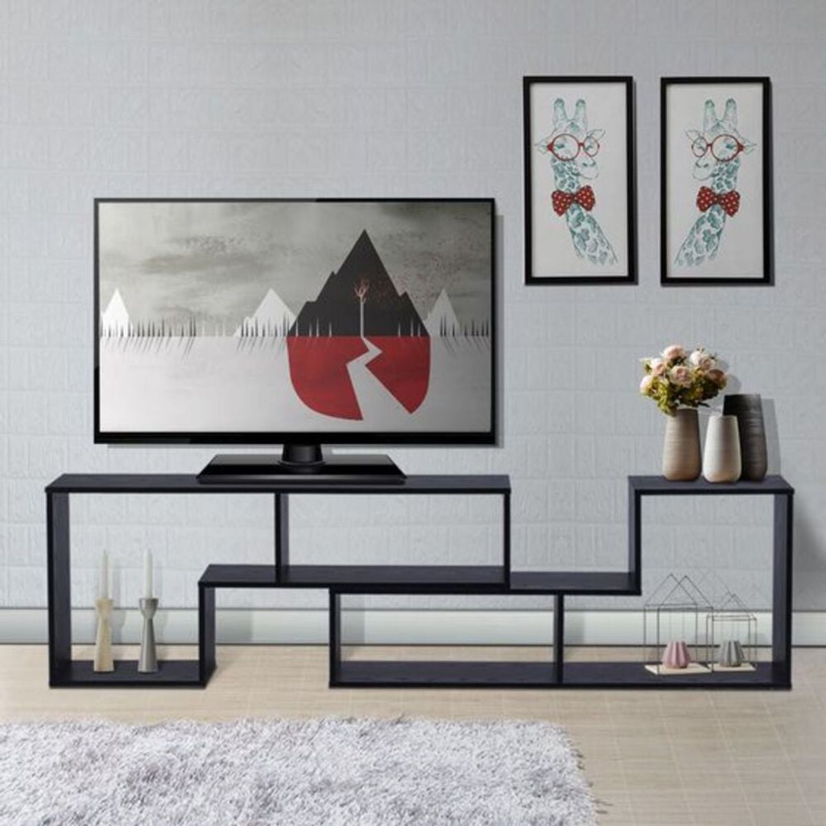 GENERICO - Mueble para TV 55"  Negro Doble L R&R MUEBLES