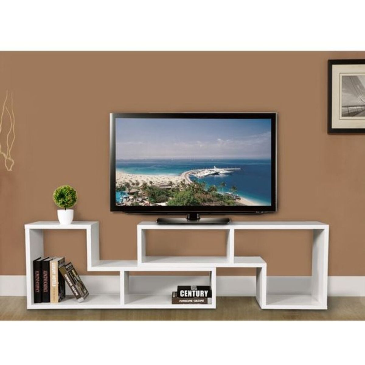 GENERICO - Mueble para TV 55" Blanco Doble L R&R MUEBLES