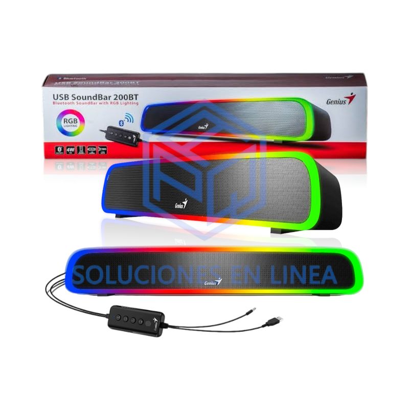 GENIUS - PARLANTE GENIUS SOUND BAR 200BT RGB BT LINE-IN USB-POWER BLACK