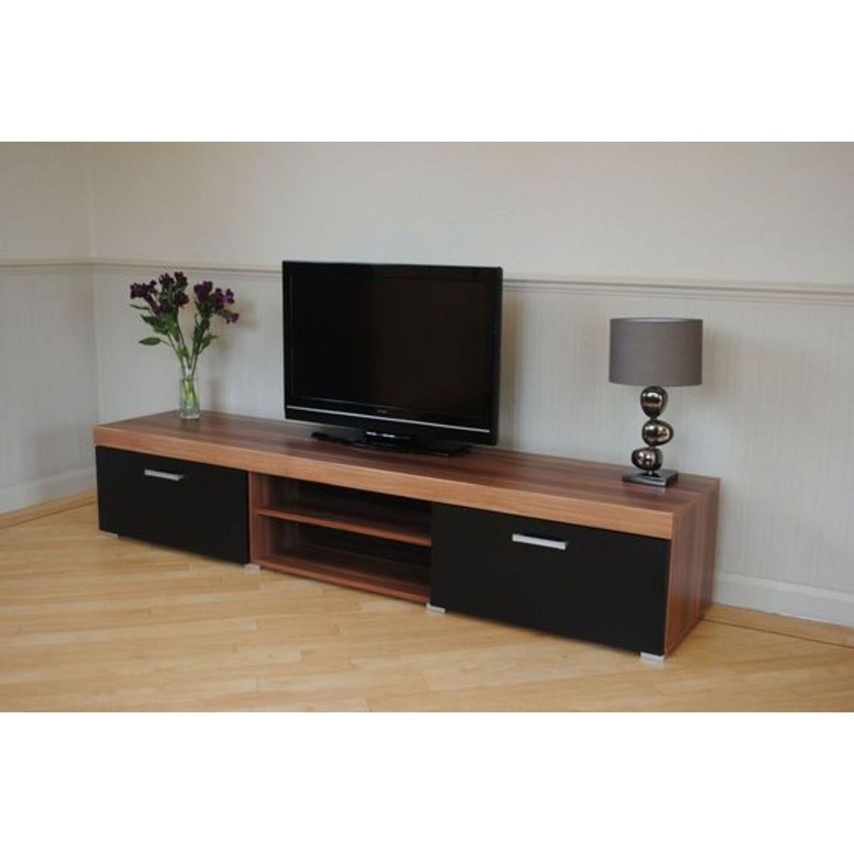 GENERICO - Mueble de TV 55"  Sydney 180 cm color Marrón y Negro R&R MUEBLES