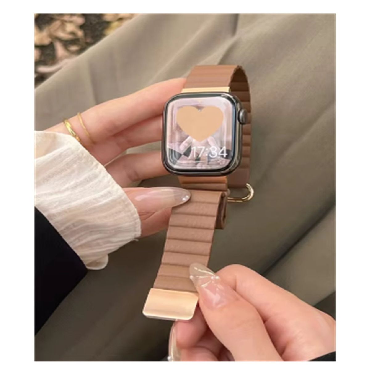 GENERICO - Correa de cuero imantado para Apple Watch de 38 mm- Marron