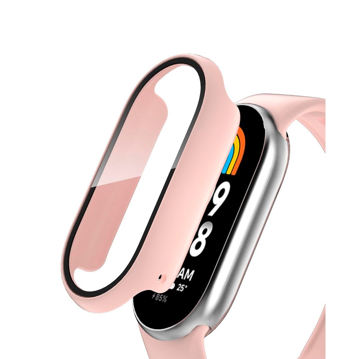 GENERICO - Case Bumper con Mica Incorporado para Xiaomi Band 9 - Nude Pink