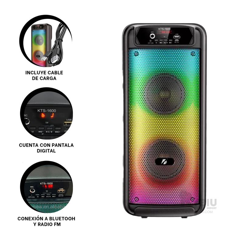 RYBIU IMPORT - Altavoz KTS para Audio Potente 4 Pulg Y+Banderitas Adhesivas