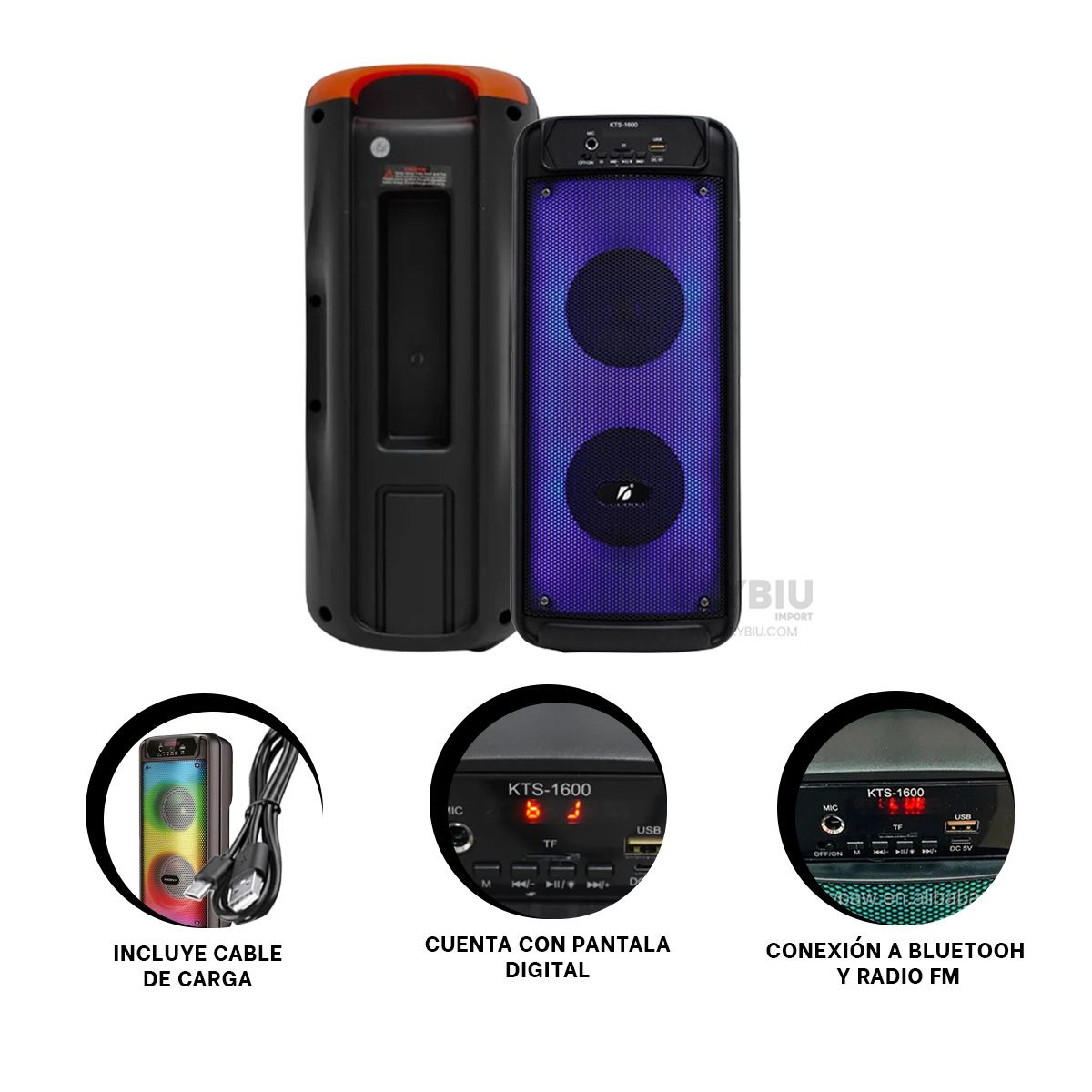 RYBIU IMPORT - Altavoz con Buen Sonido Kts de 4 Pulg Y+Ligas de Regalo