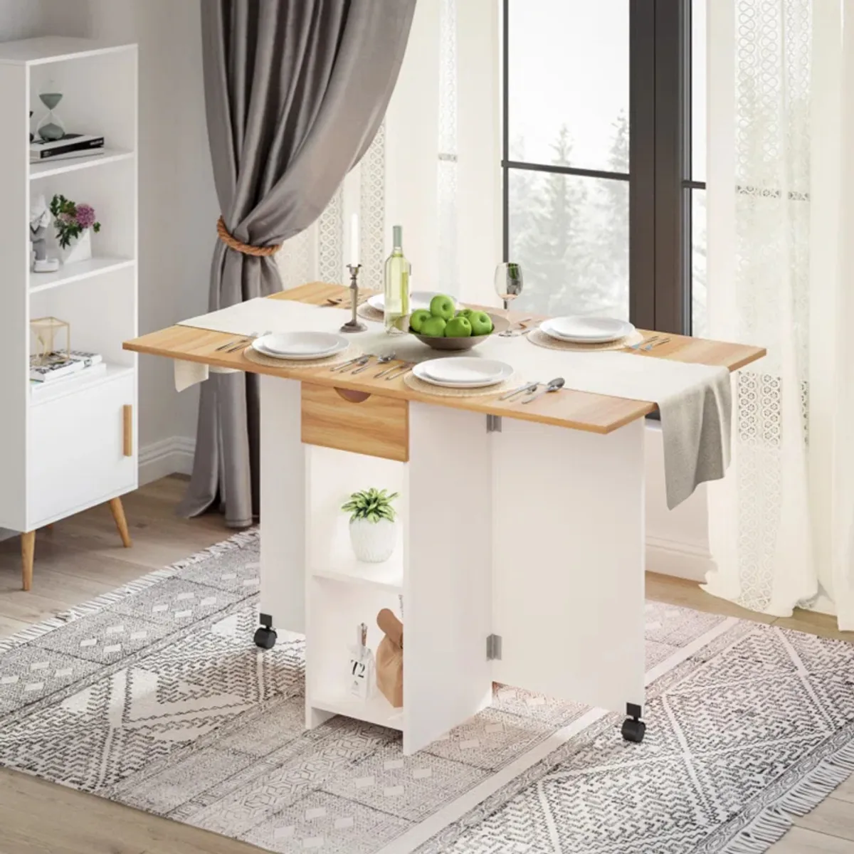 GENERICO - Mesa de Comedor Extensible Moderno Yogiri Blanco y Marron R&R MUEBLES