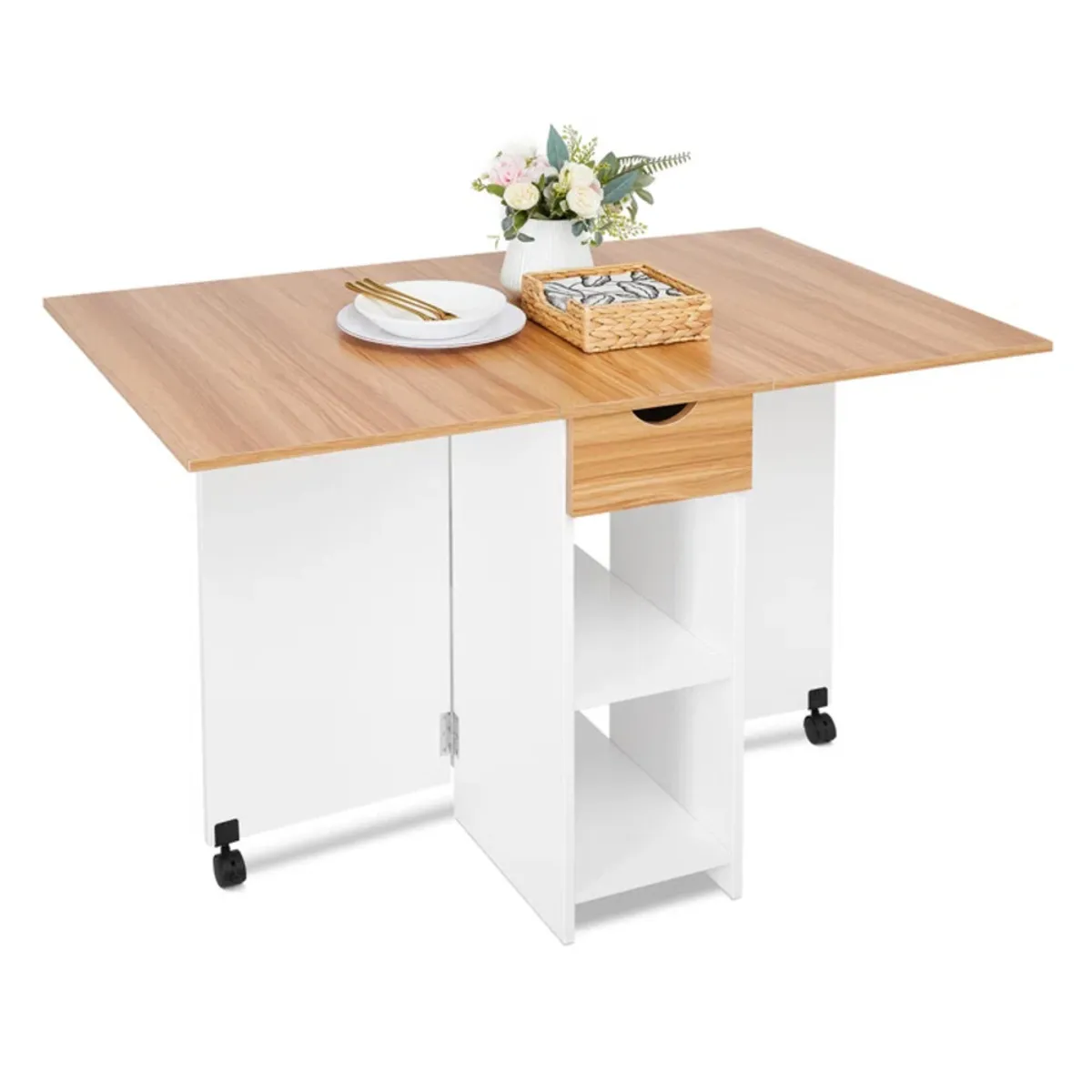 GENERICO - Mesa de Comedor Extensible Moderno Yogiri Blanco y Marron R&R MUEBLES