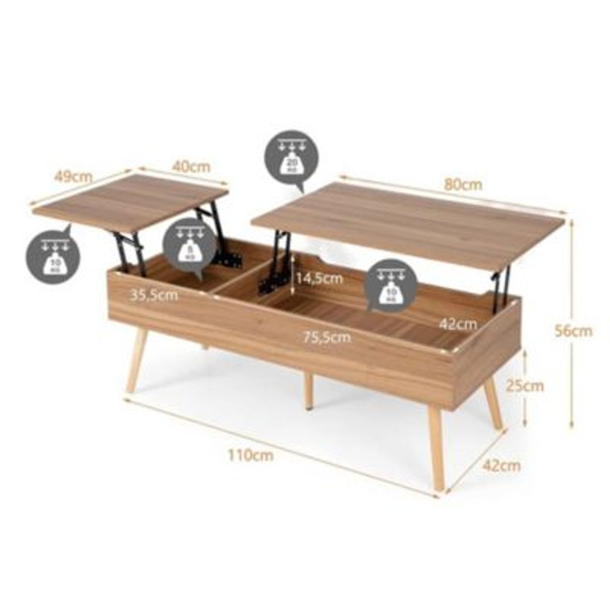GENERICO - Mesa de Centro Moderna Miyako Marron R&R MUEBLES