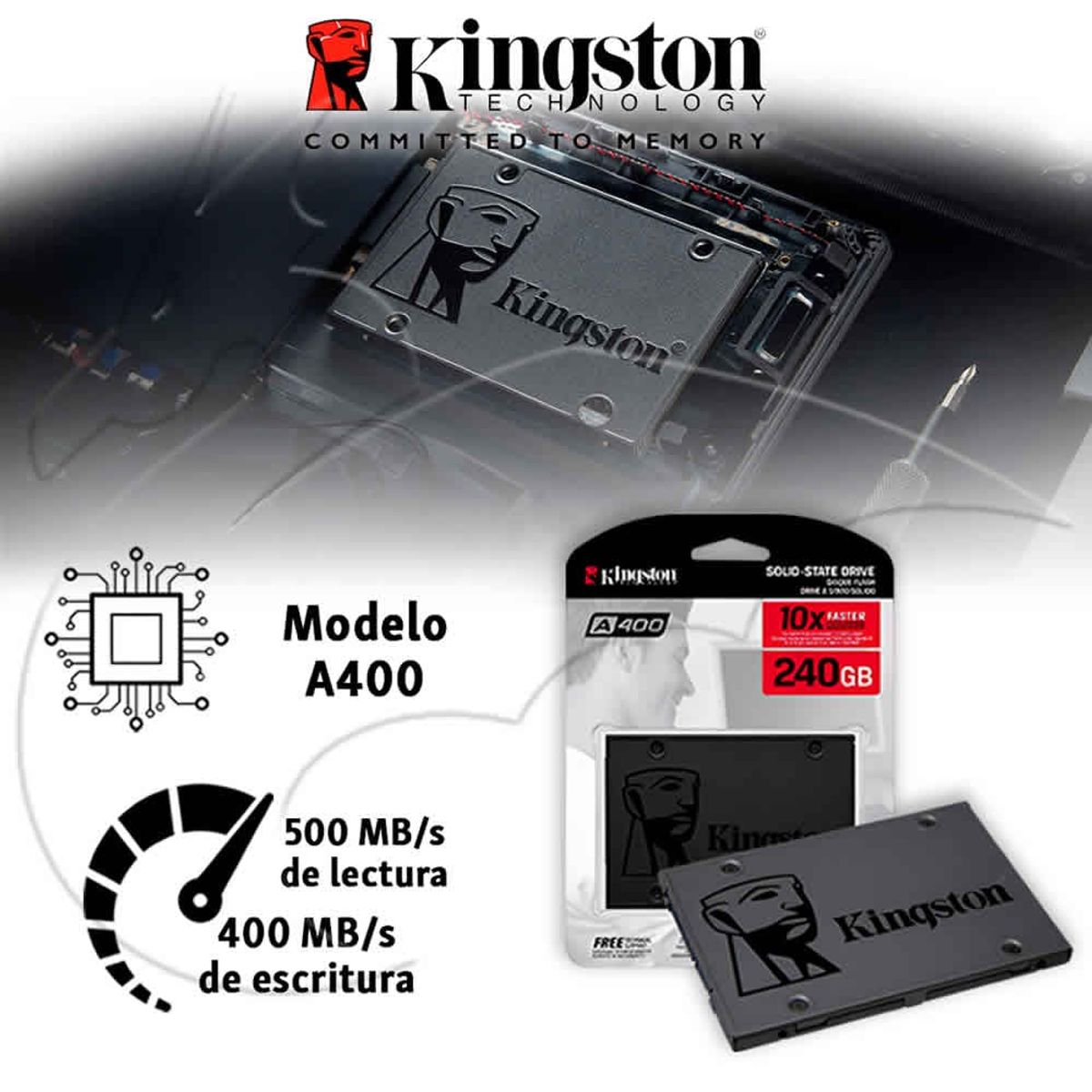KINGSTON - Unidad Sólido Kingston  480 GB SSD 2.5" SATA