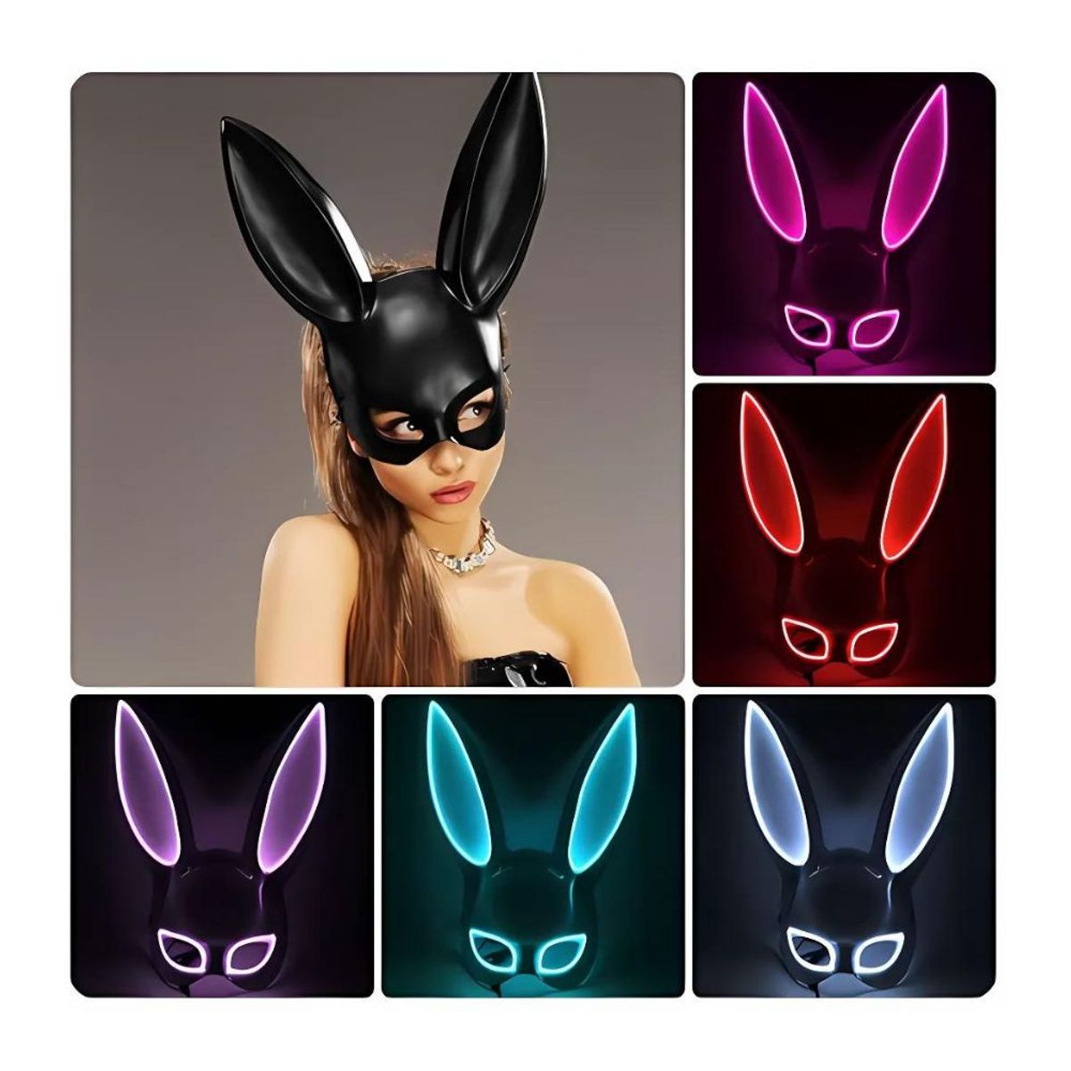 GENERICO - Máscara Neón Led Brillante Conejita con Accesorio