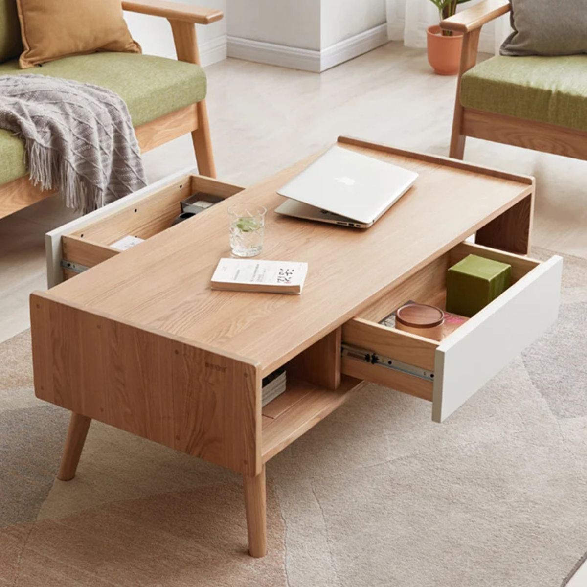 GENERICO - Mesa de Centro Vintage Soffie 2 Cajones R&R MUEBLES