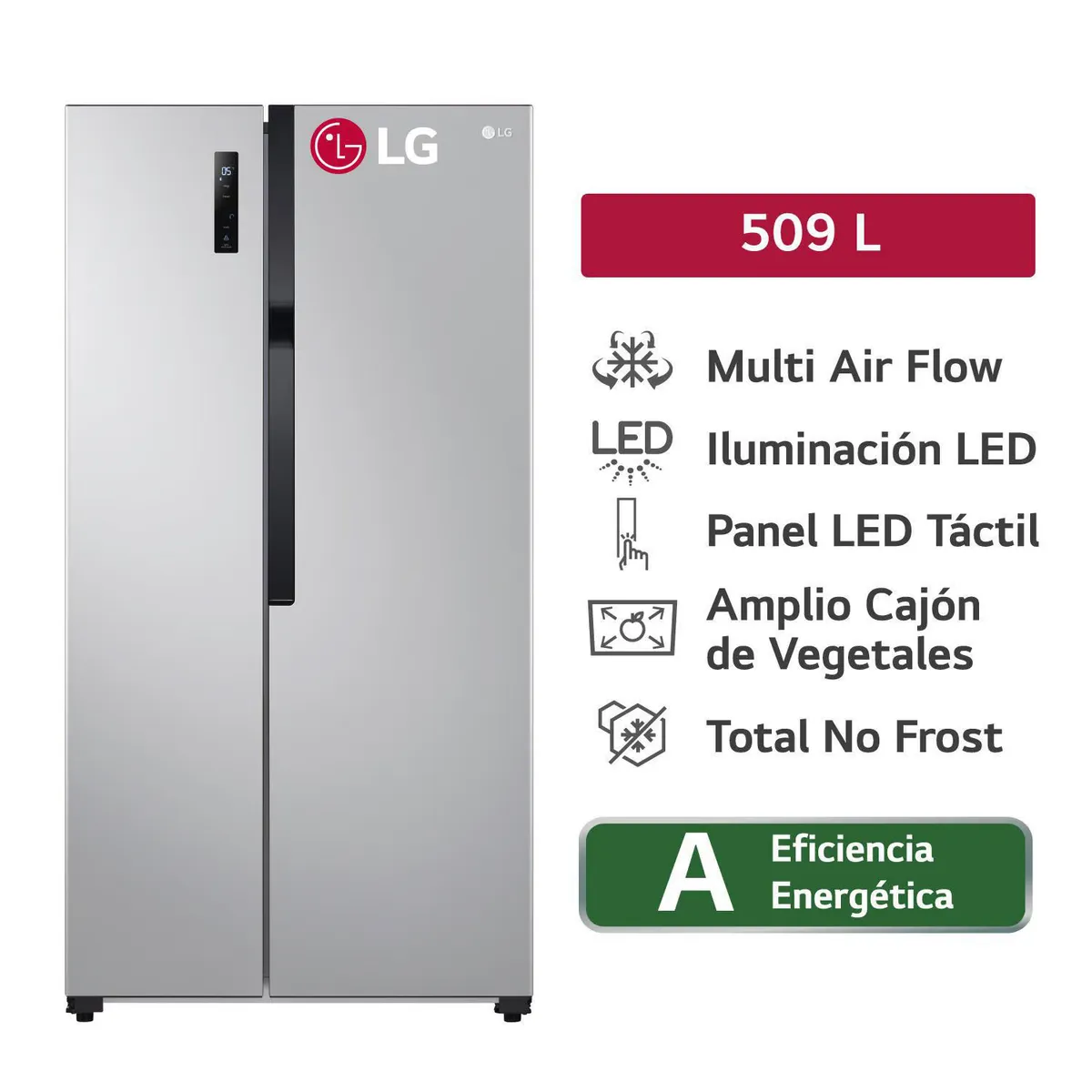 LG - Refrigeradora LG LS51BPP Side By Side Smart Inverter 509L Plateado