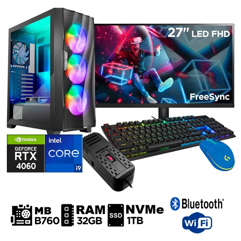 INTEL - Computadora Pc Gamer Core i9 12900F 32GB 1TB RTX 4060 8GB PANTALLA 27" FULL HD