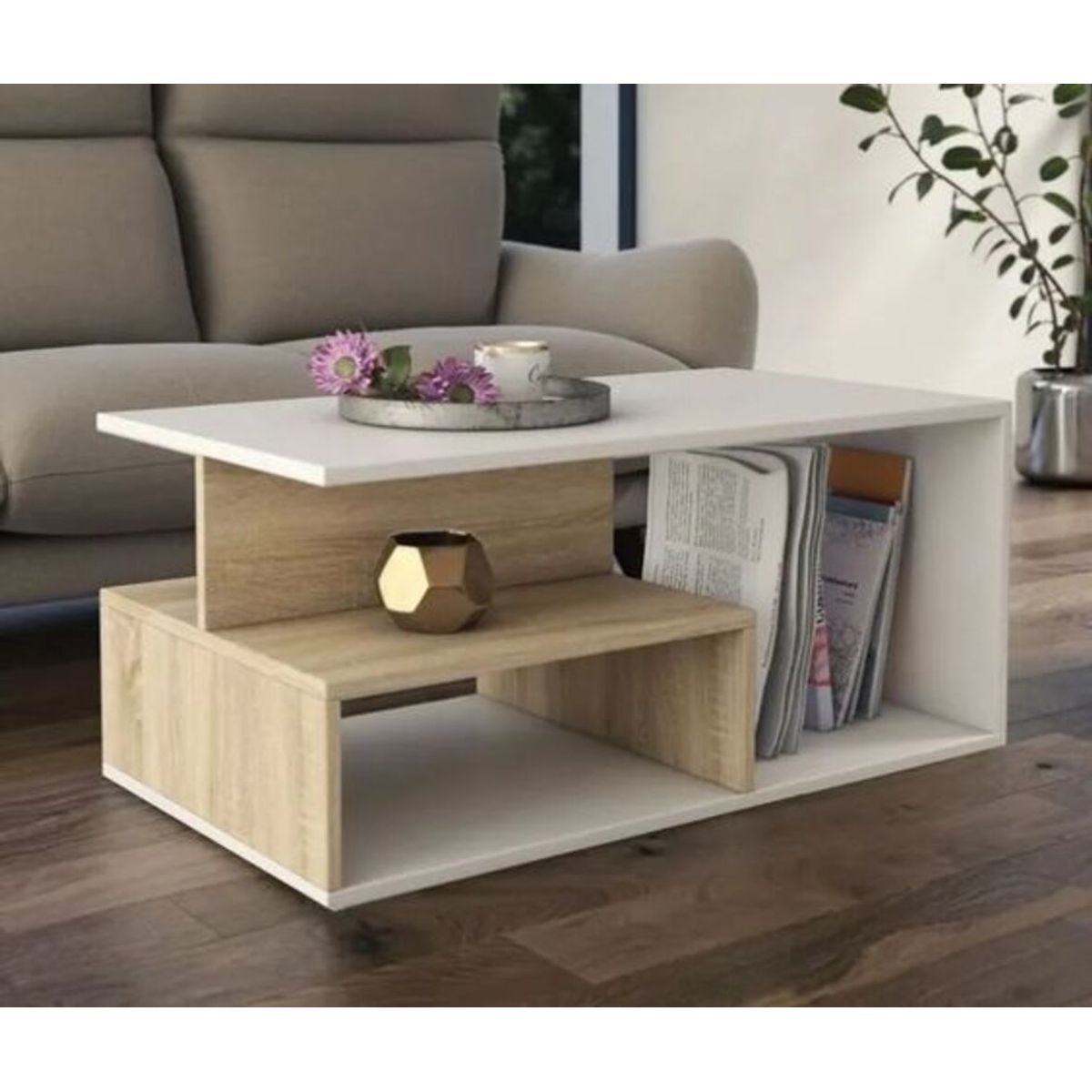 GENERICO - Mesa de Centro Moderna Mike Blanco con Duna R&R Muebles