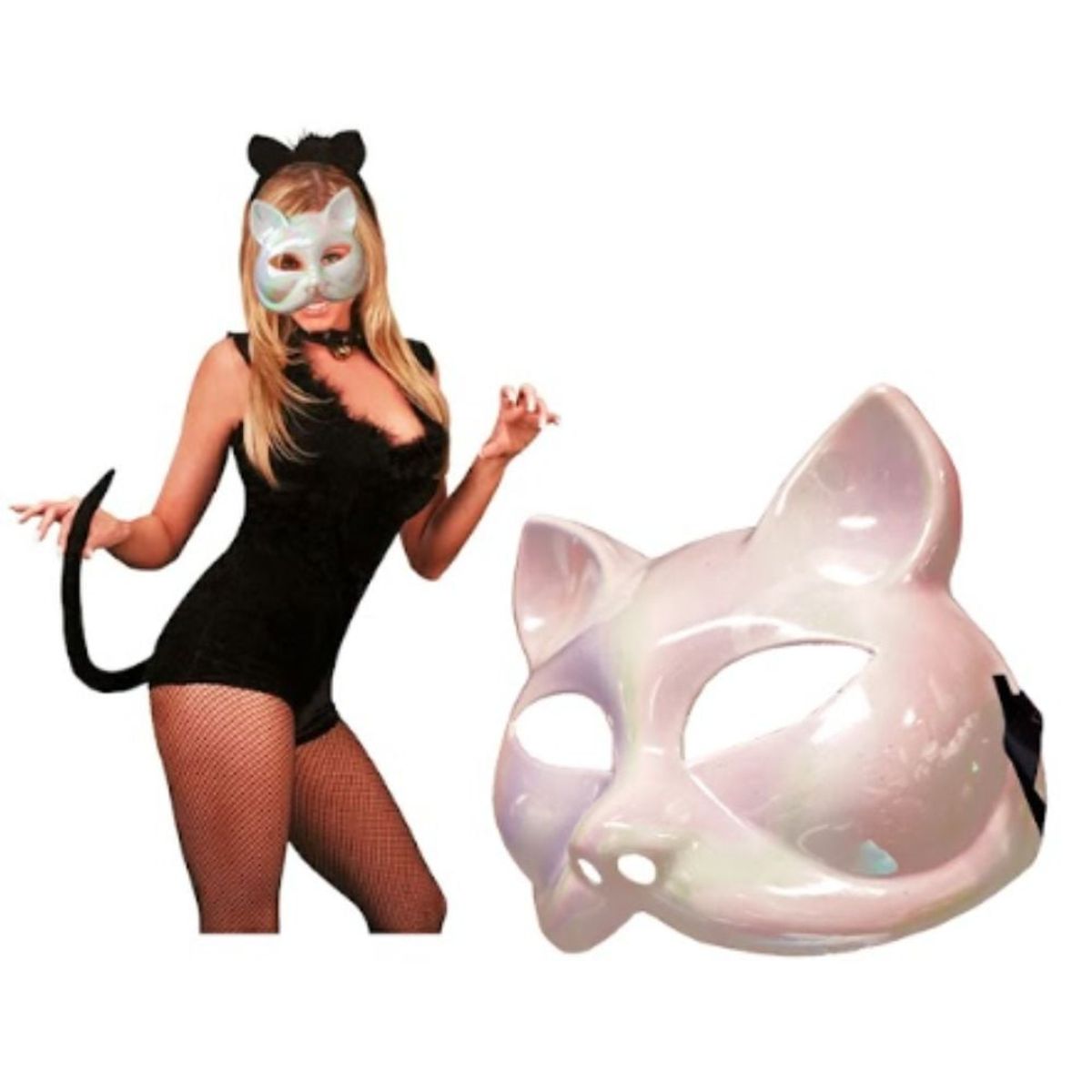 GENERICO - Antifaz pequeño gata con accesorio