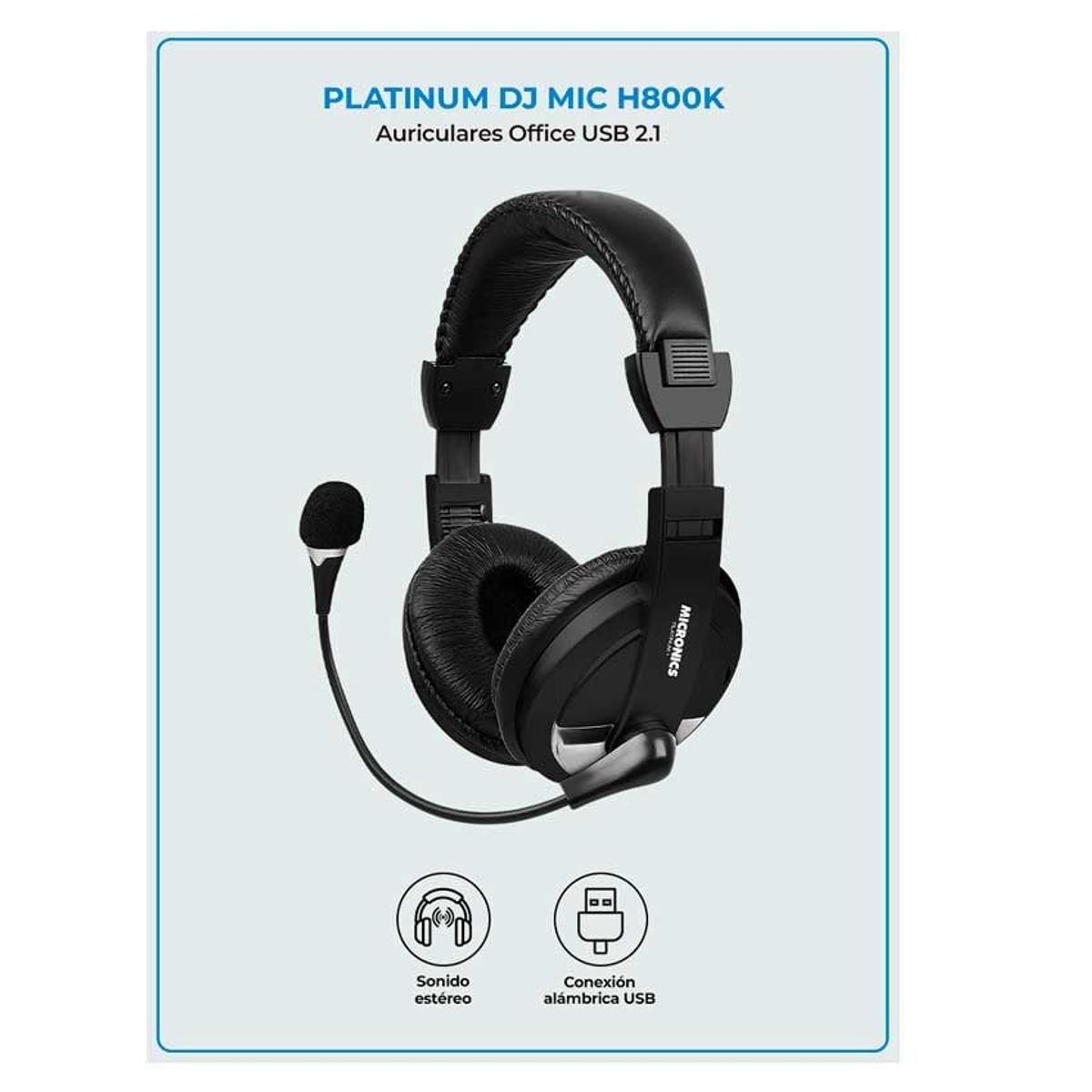 MICRONICS - Auricular con Micrófono Micronics Platinum DJ - MIC H800k USB