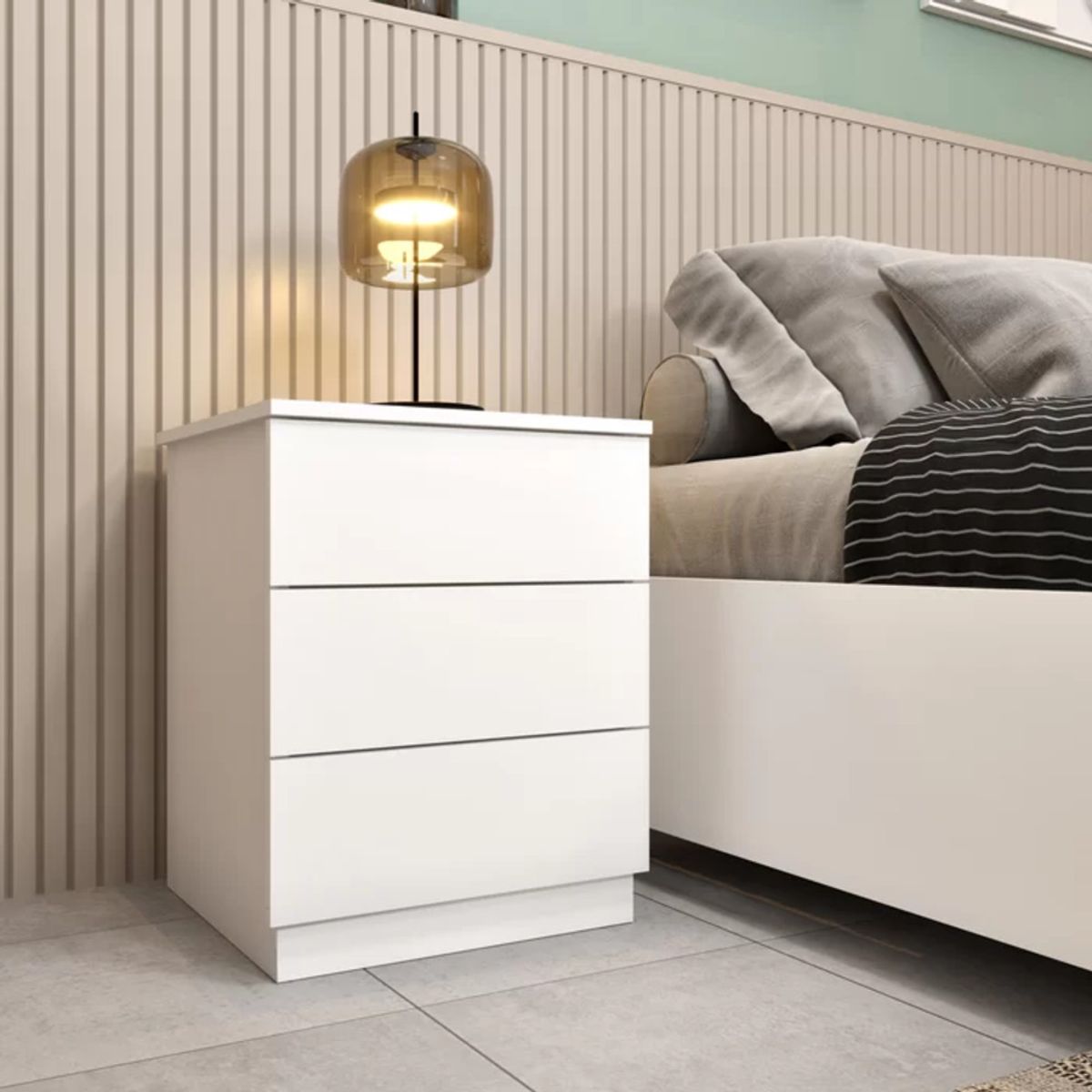 GENERICO - Velador Moderno Mika Blanco R&R MUEBLES