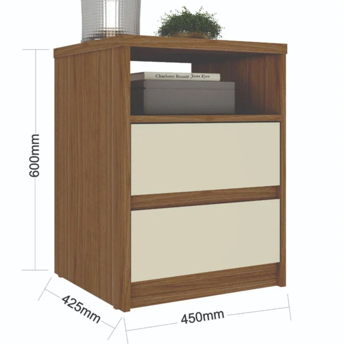 GENERICO - Velador Moderno Minase Blanco y Marrón R&R MUEBLES