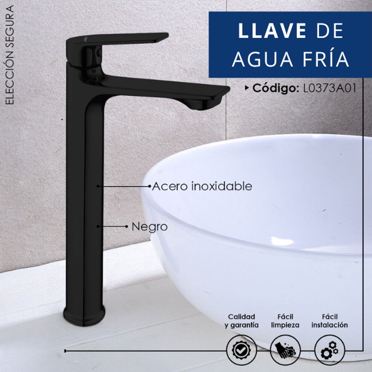 XM - LLAVE PARA LAVATORIO ALTO MUEBLE NEGRO L0373A01