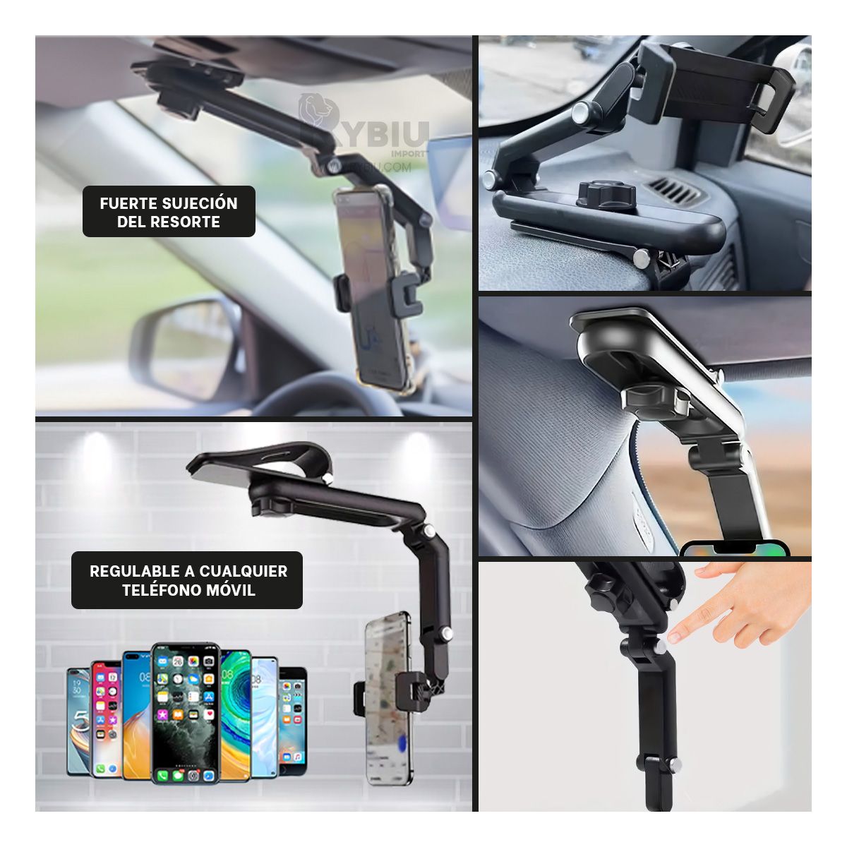 GENERICO - Sujetador de Smartphone en Visera Y+Banderitas Adhesivas