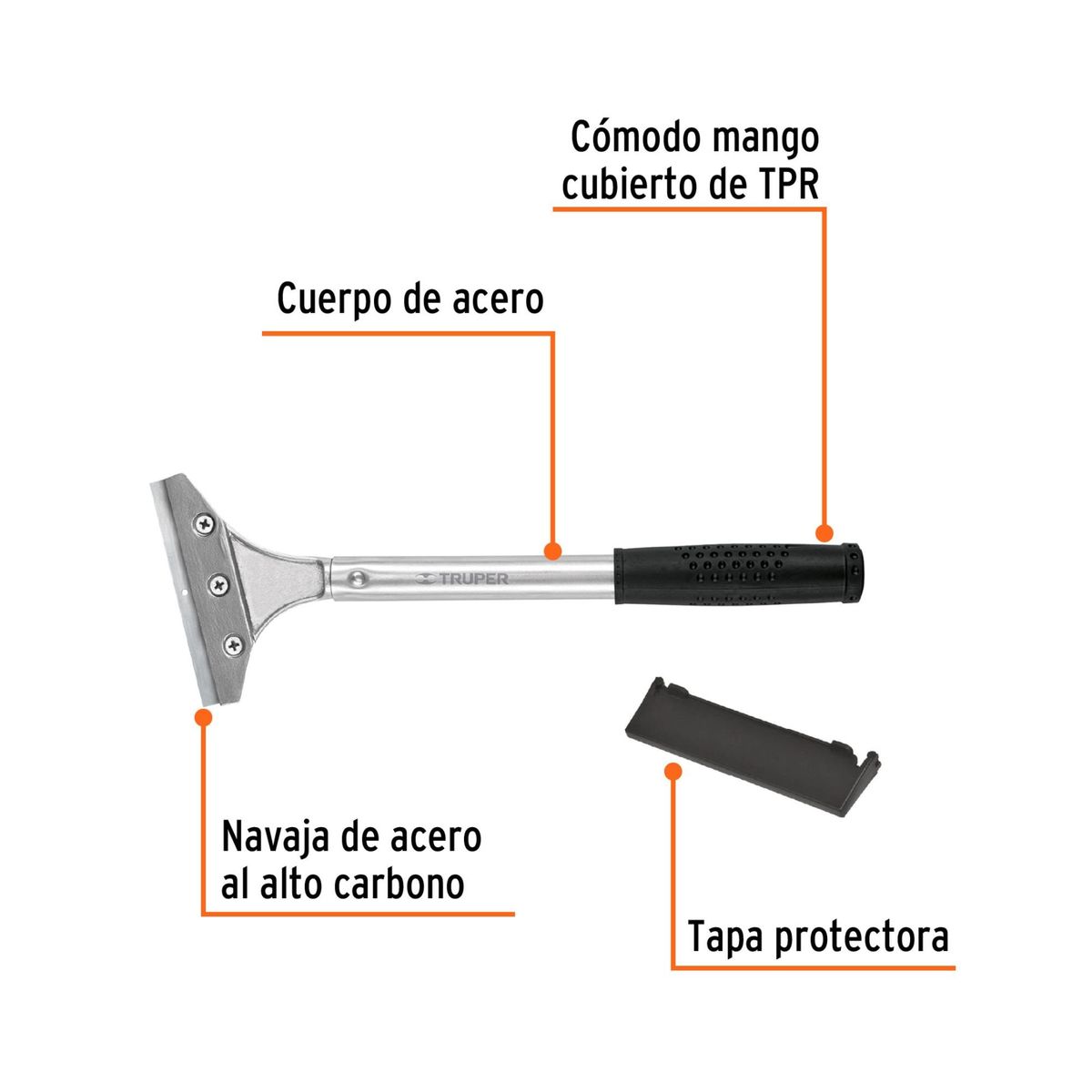 TRUPER - Raspador de pintura y otros,  con mango y navaja de  4" Truper