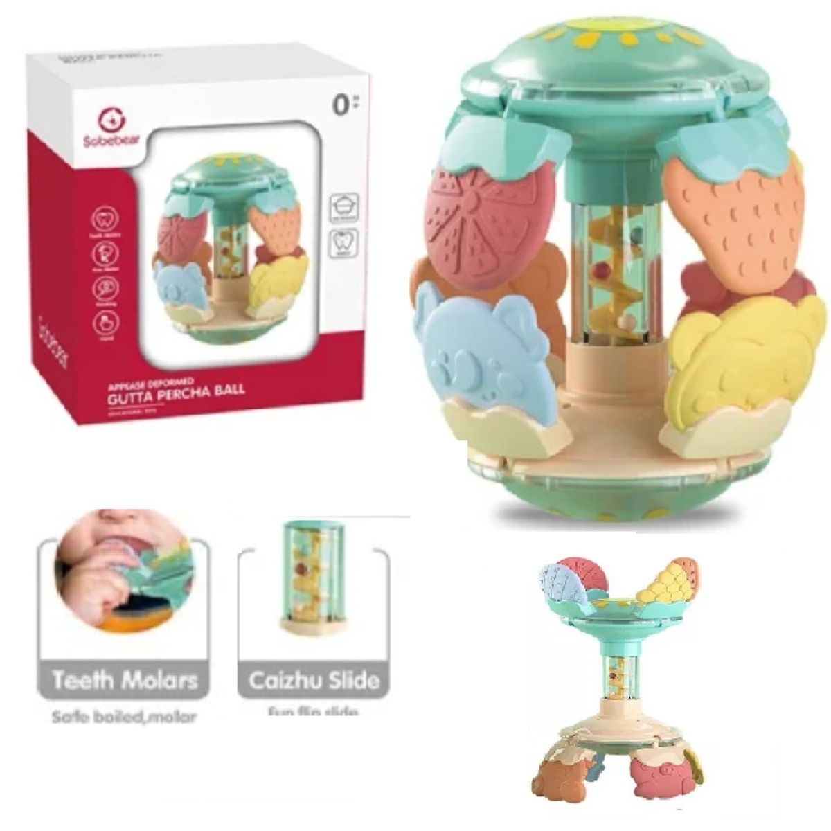 GENERICO - Mordedor Sonajero 2 en 1 Silicona para Bebe