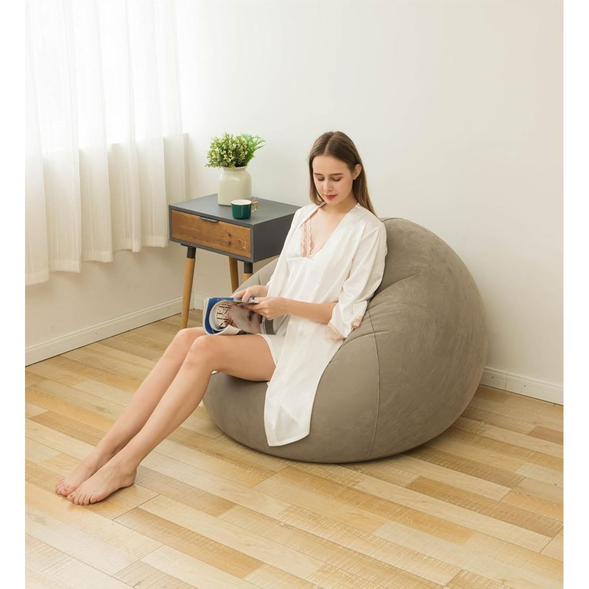 GENERICO - PUFF SILLÓN SOFÁ CAMA INFLABLE TERRAZA CASTAÑO