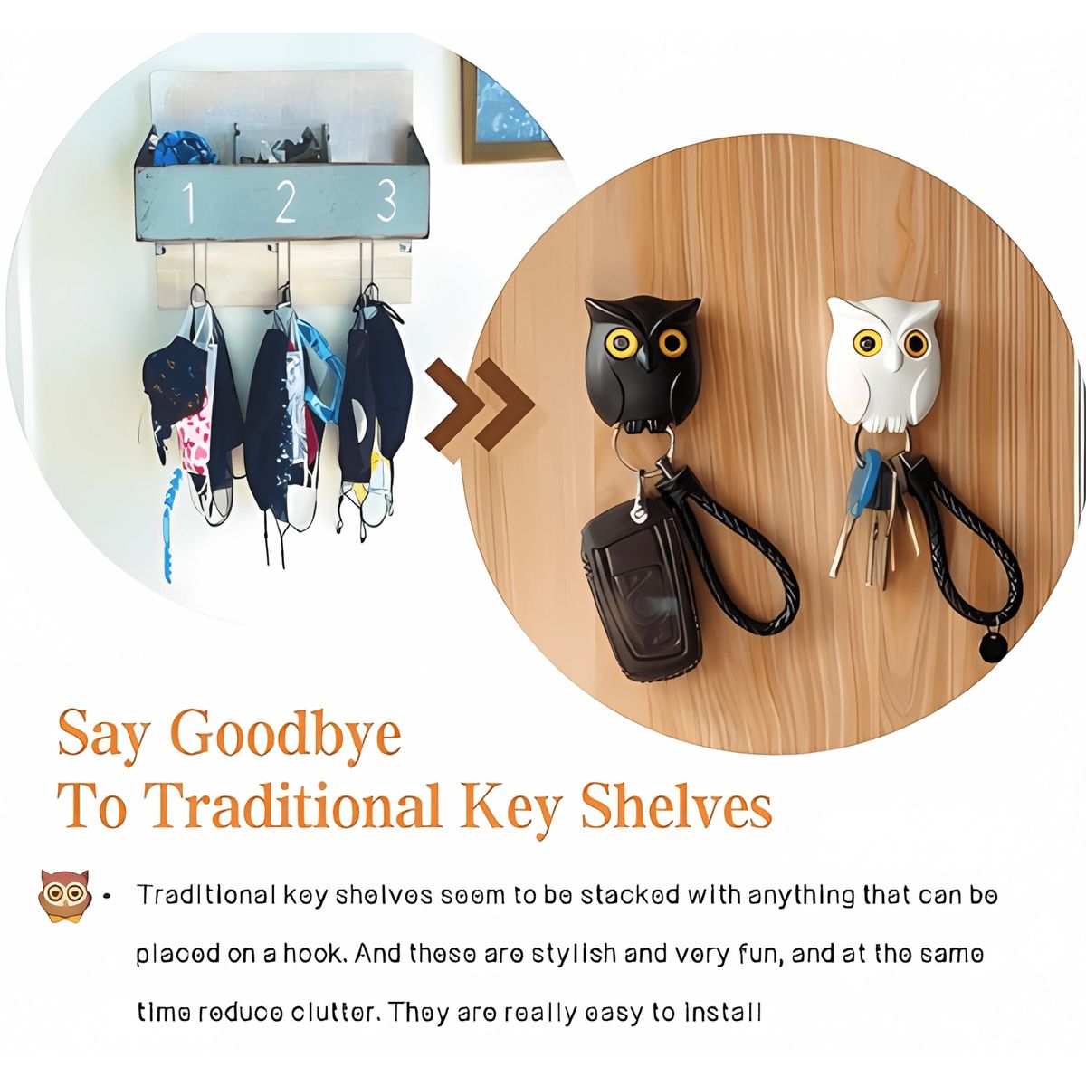 GENERICO - Porta Llaves Magnético con Diseño de Búho - Porta Llaves x1