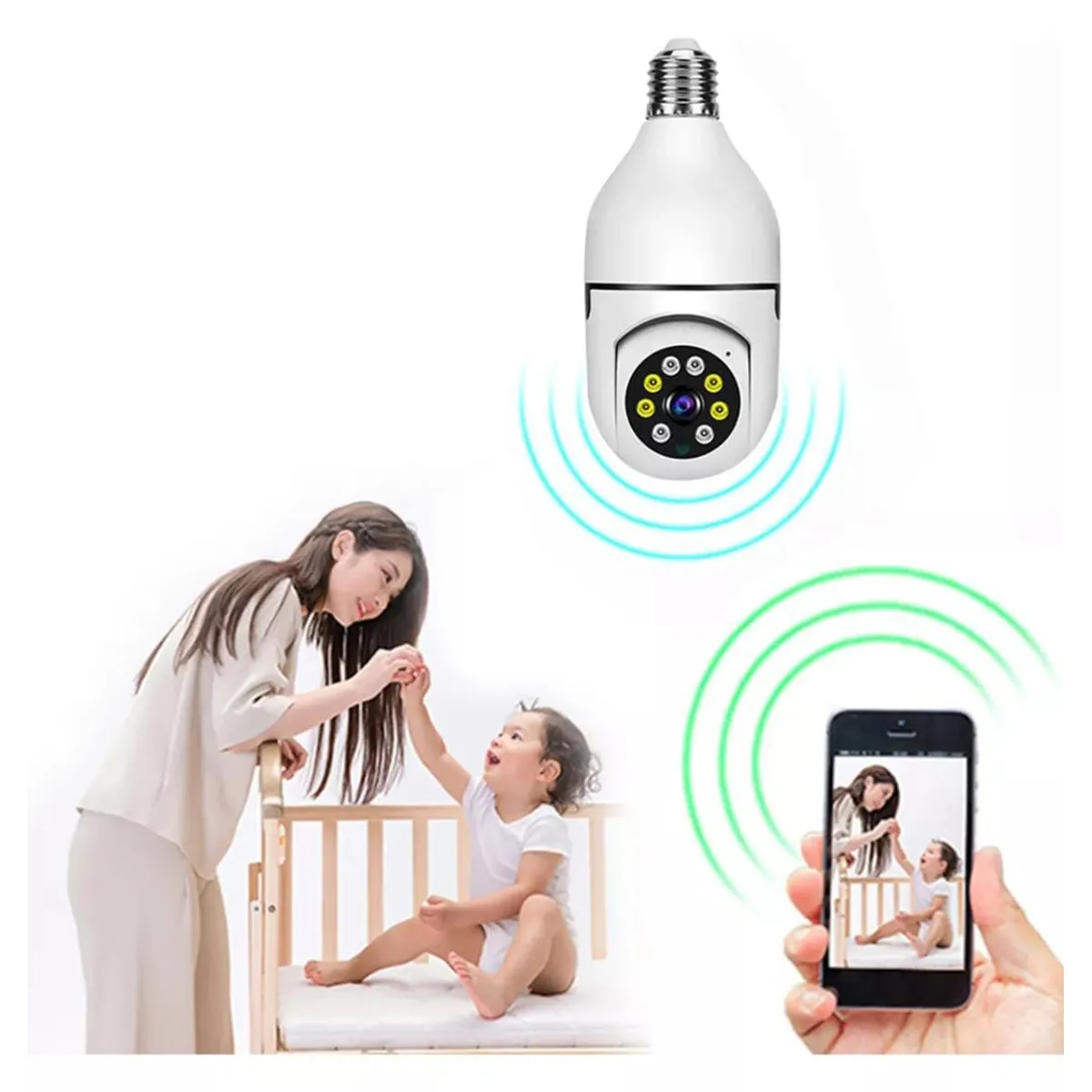 GENERICO - FOCO CÁMARA SEGURIDAD SMART ESPÍA VIGILANCIA ALTAVOZ WIFI