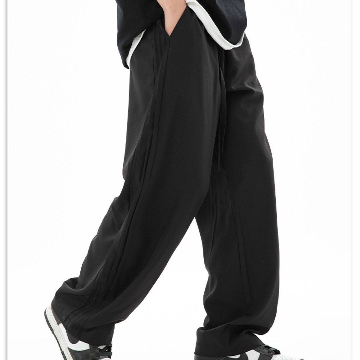 BLWOENS - Pantalones largos de primavera y otoño para hombres - Negro