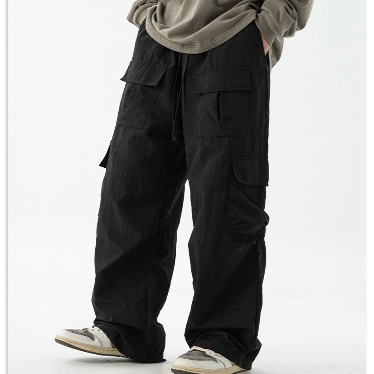 BLWOENS - Pantalones largos de primavera y otoño para hombres - Negro