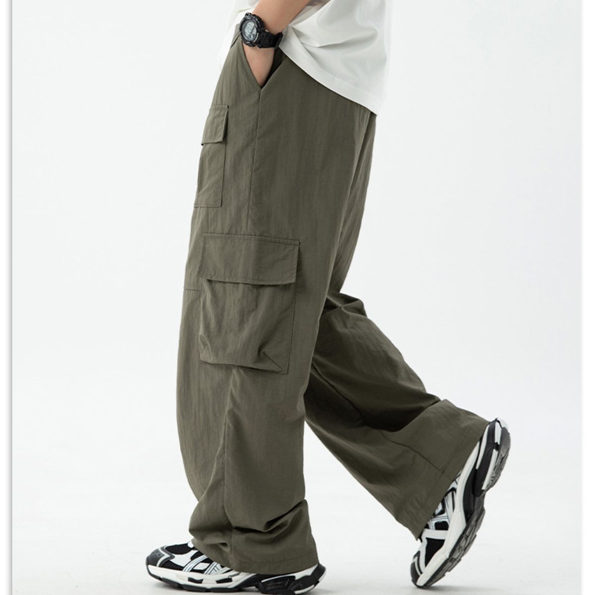 BLWOENS - Pantalones largos de primavera y otoño para hombres - Verde