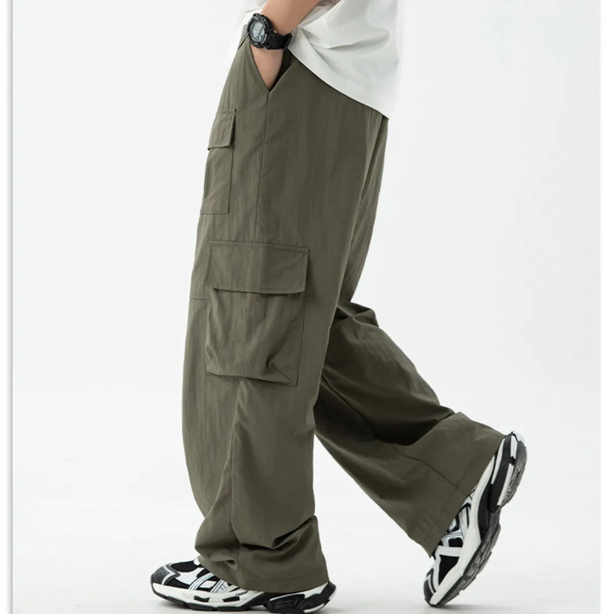 BLWOENS - Pantalones largos de primavera y otoño para hombres - Verde