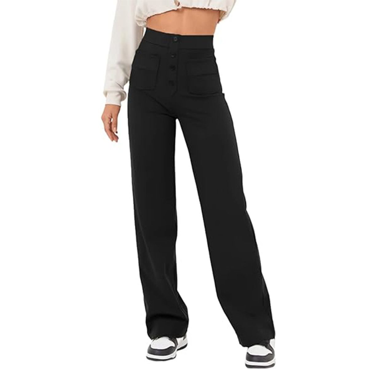 BLWOENS - Pantalones largos de primavera y otoño para mujer - Negro