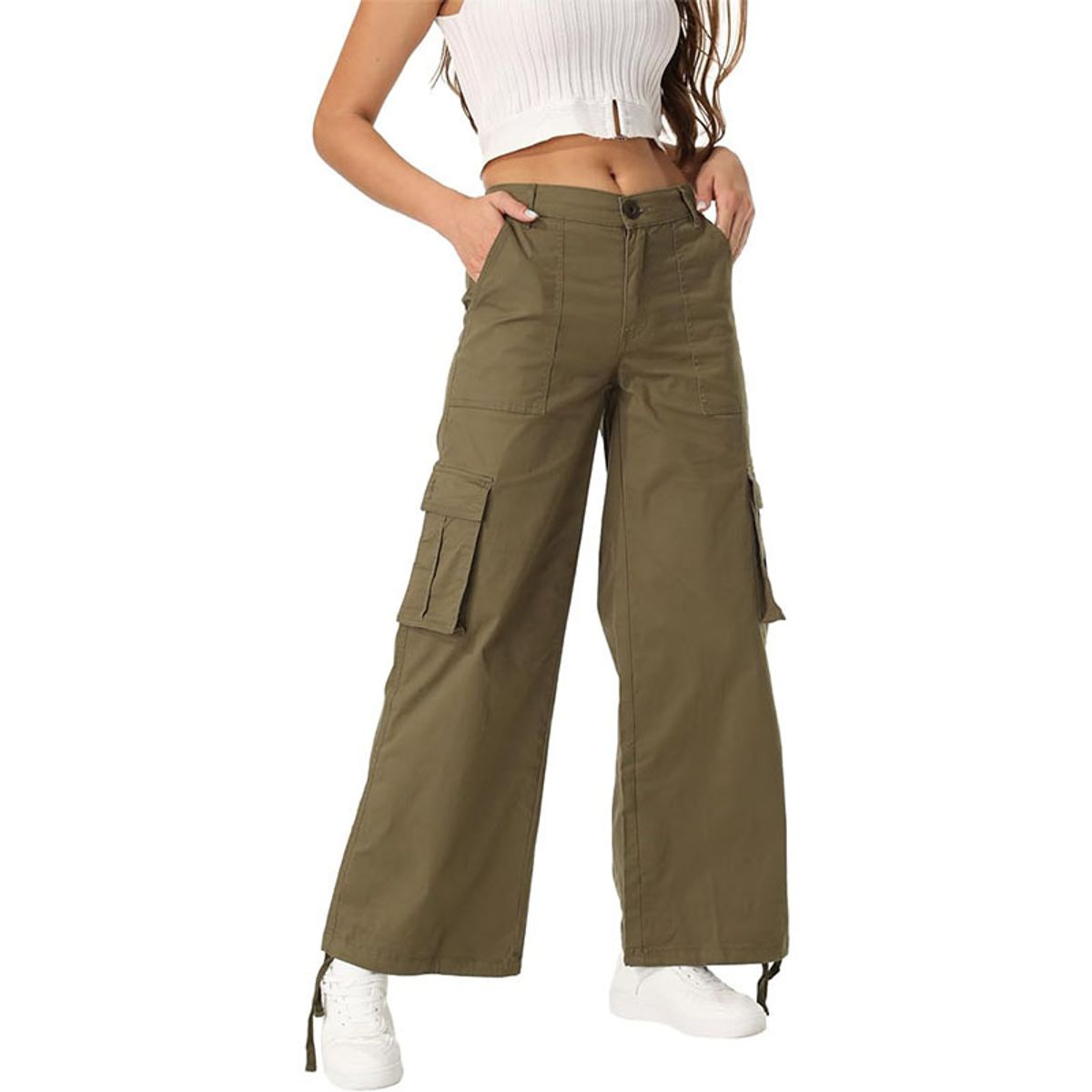 BLWOENS - Pantalones largos de primavera y otoño para mujer - Verde