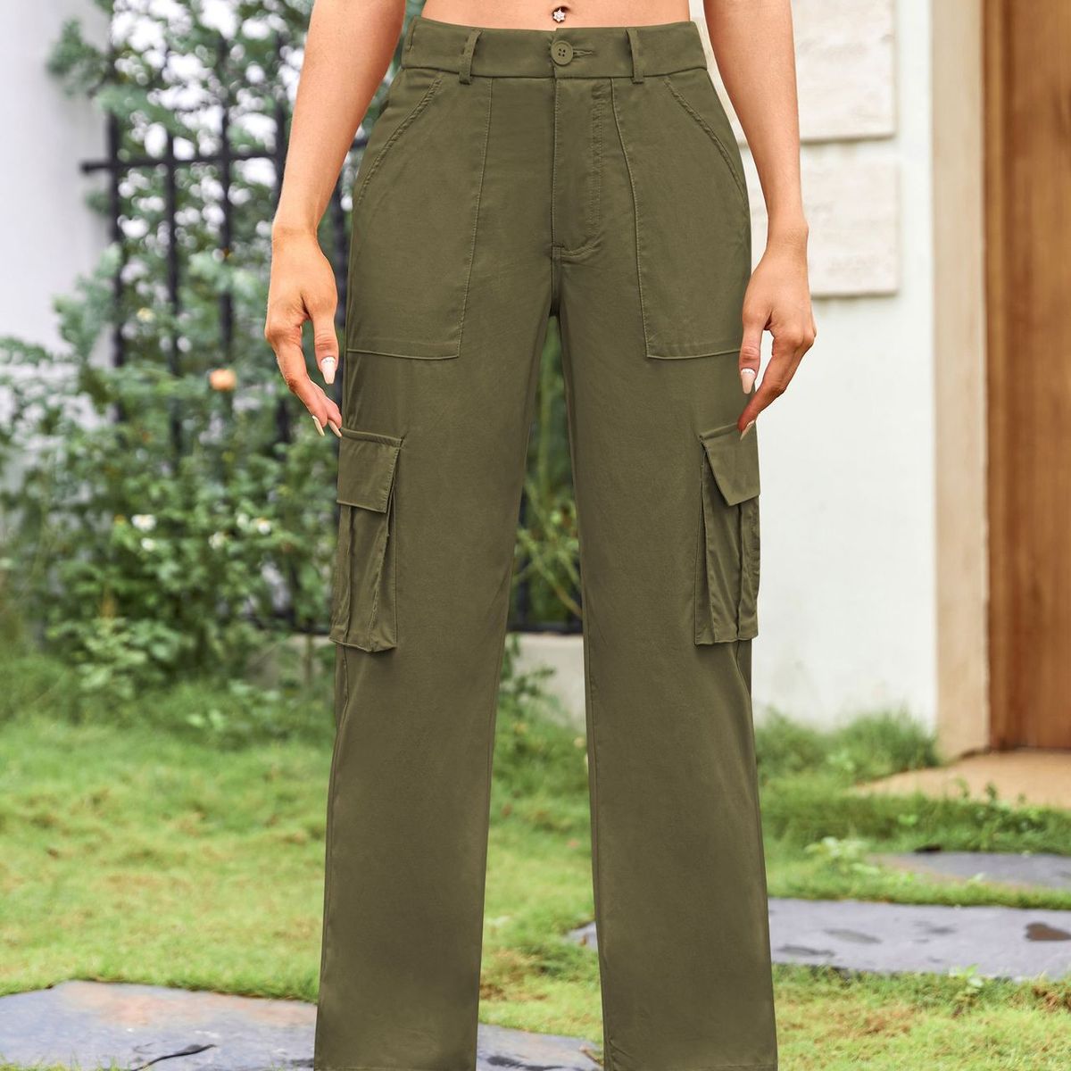BLWOENS - Pantalones largos de primavera y otoño para mujer - Verde