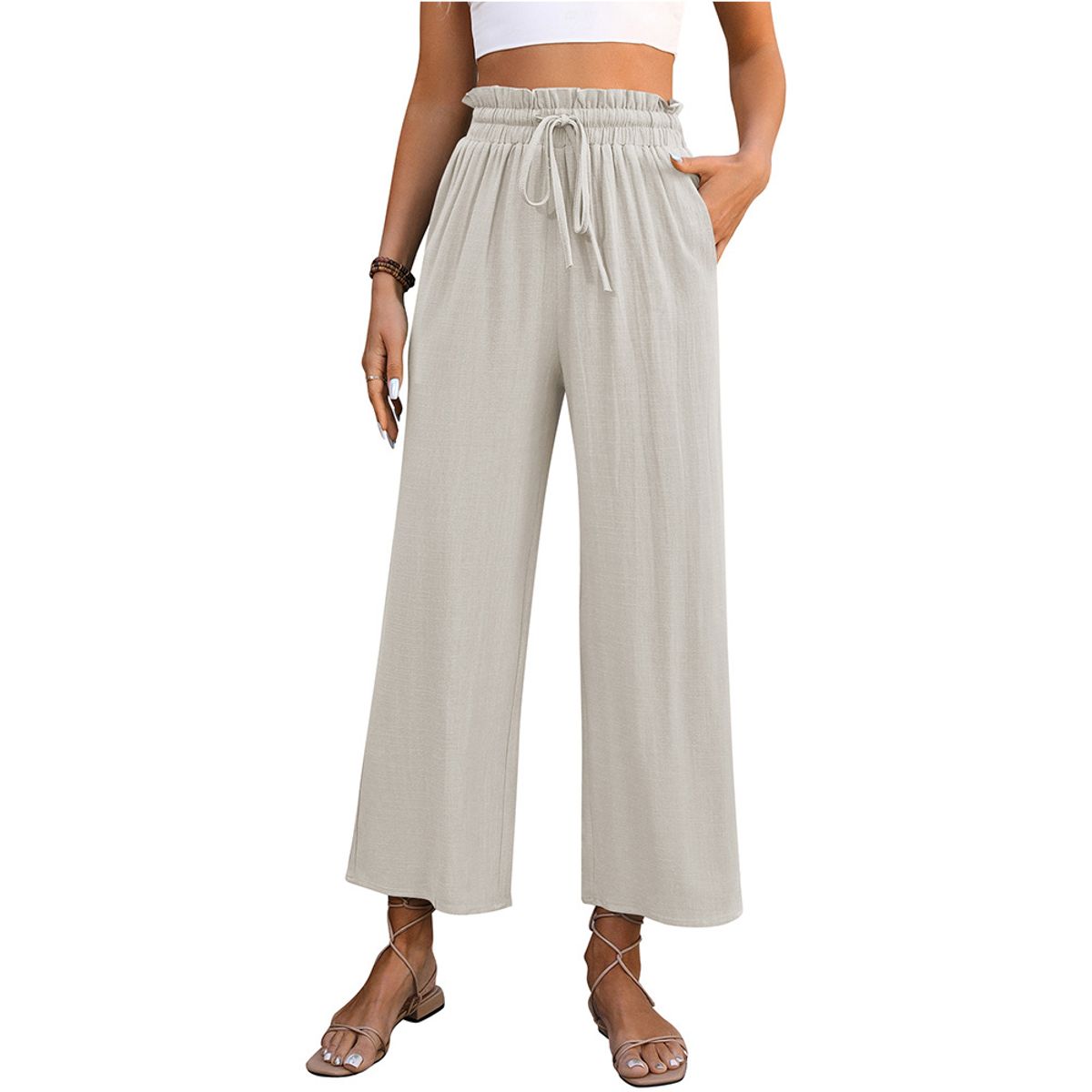 BLWOENS - Pantalones largos de primavera y otoño para mujer - Beige