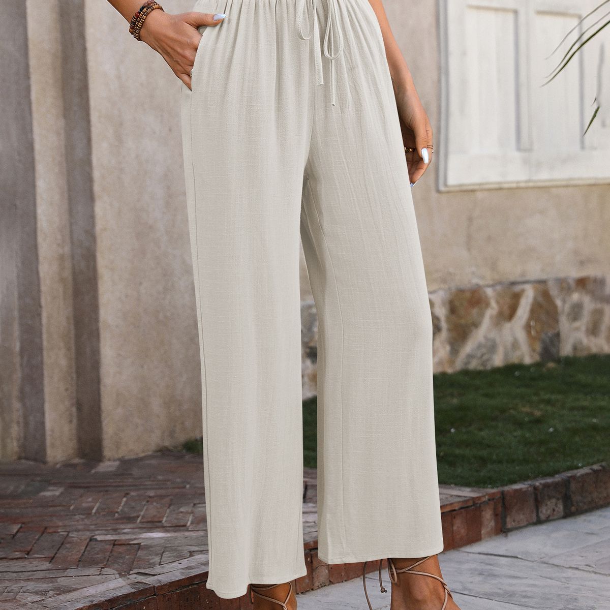BLWOENS - Pantalones largos de primavera y otoño para mujer - Beige