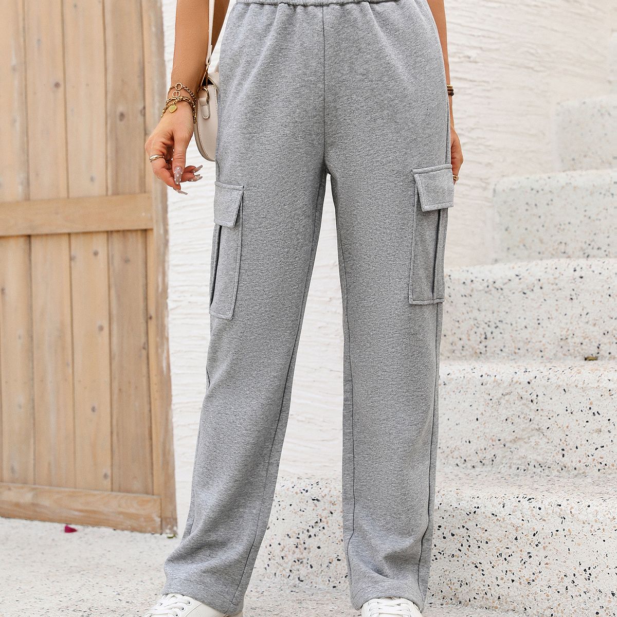 BLWOENS - Pantalones largos de primavera y otoño para mujer - Gris