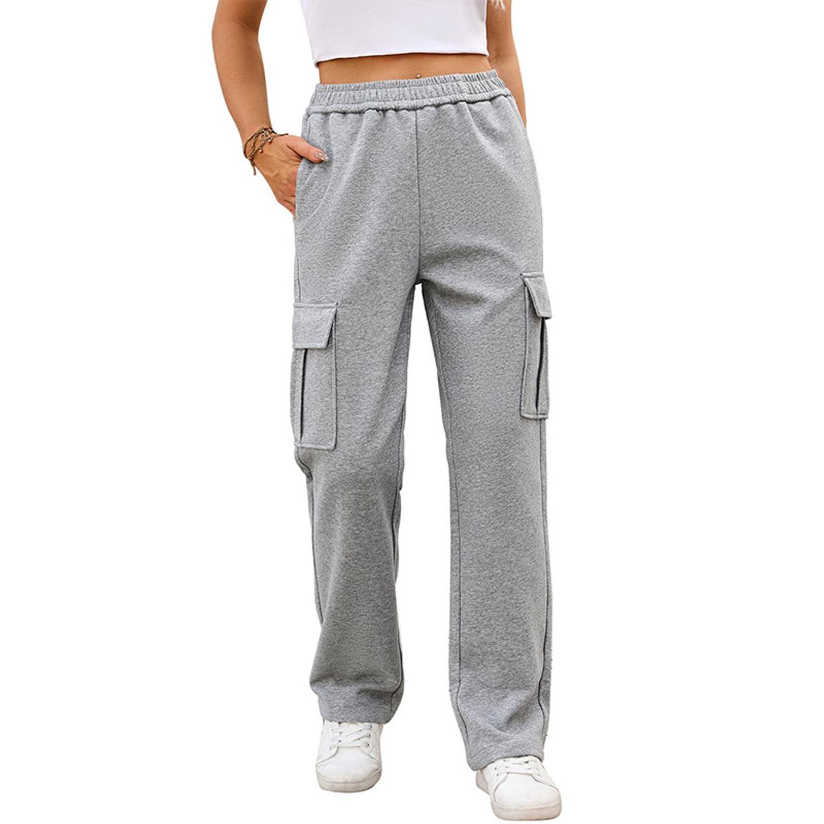 BLWOENS - Pantalones largos de primavera y otoño para mujer - Gris