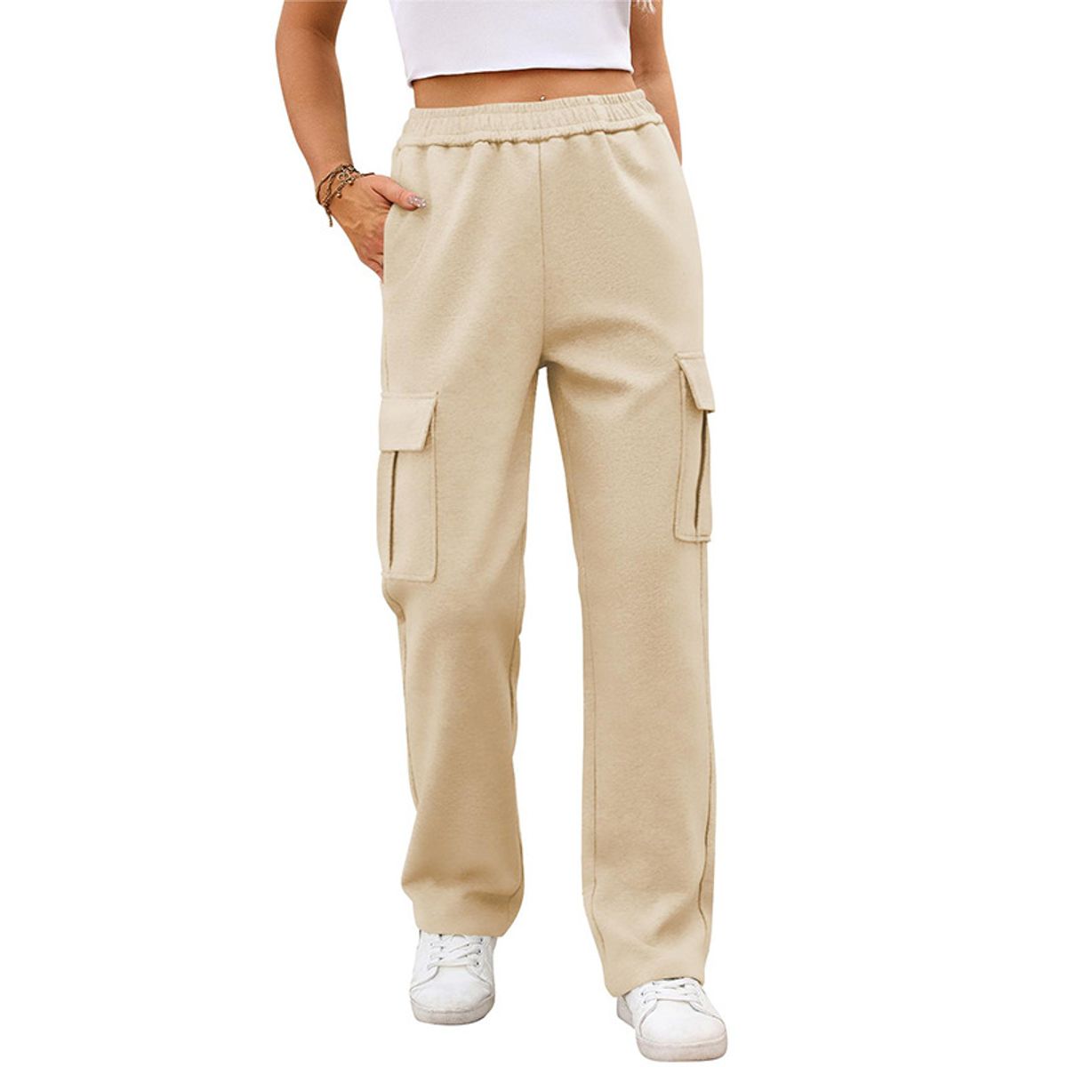 BLWOENS - Pantalones largos de primavera y otoño para mujer - Beige