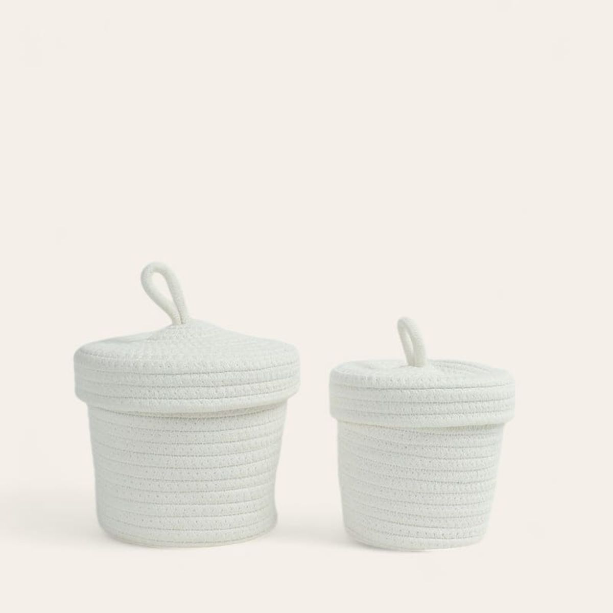 GENERICO - Set 2 canastos blanco cuerdas en algodón Estilo Nordico