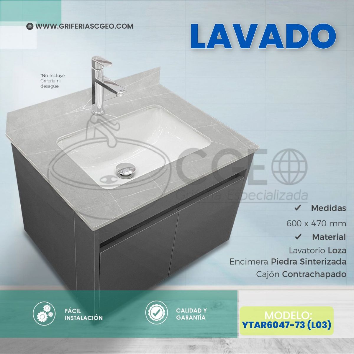 XM - LAVATORIO  DE LOZA  CON CAJON  YTAR6047-73 L03