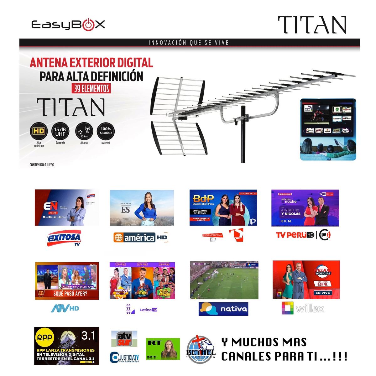 EA - ANTENA DIGITAL GRANDE -  POTENTE - ALTA GANANCIA