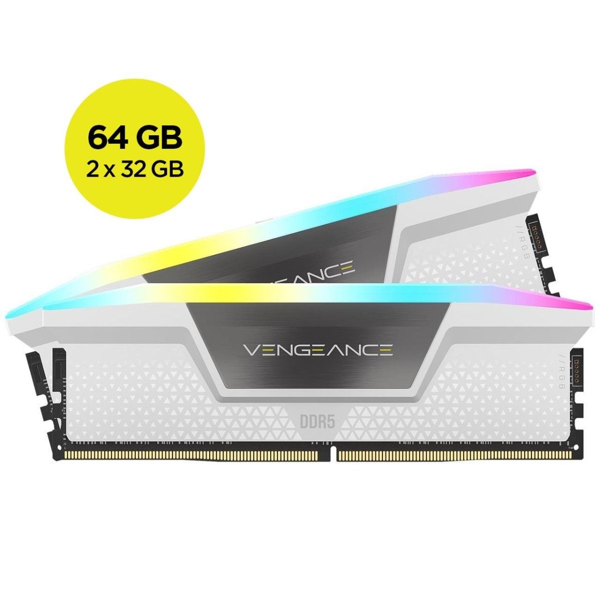 CORSAIR - Memoria RAM Corsair Vengeance 64GB RGB DDR5 6000Mhz CL30 Blanco 2x32GB